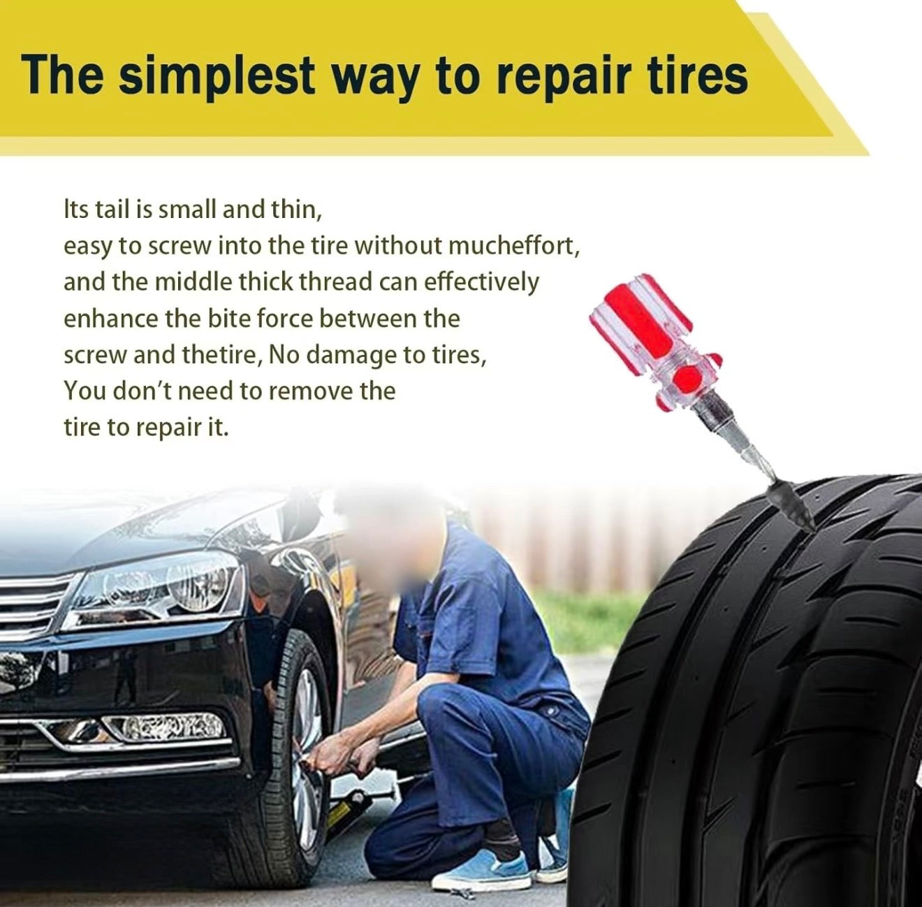 TireFix Rubber Nail Tire Repair Kit – Instant Puncture Fix for Cars, Trucks & Motorcycles