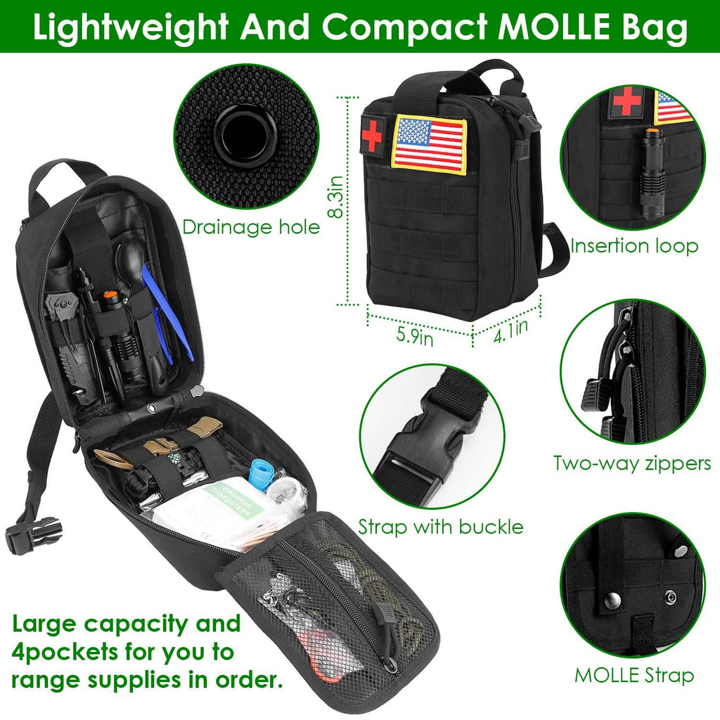 47-Piece Family Emergency Survival Kit – Road Safety & EDC Gear with Carry Pouch