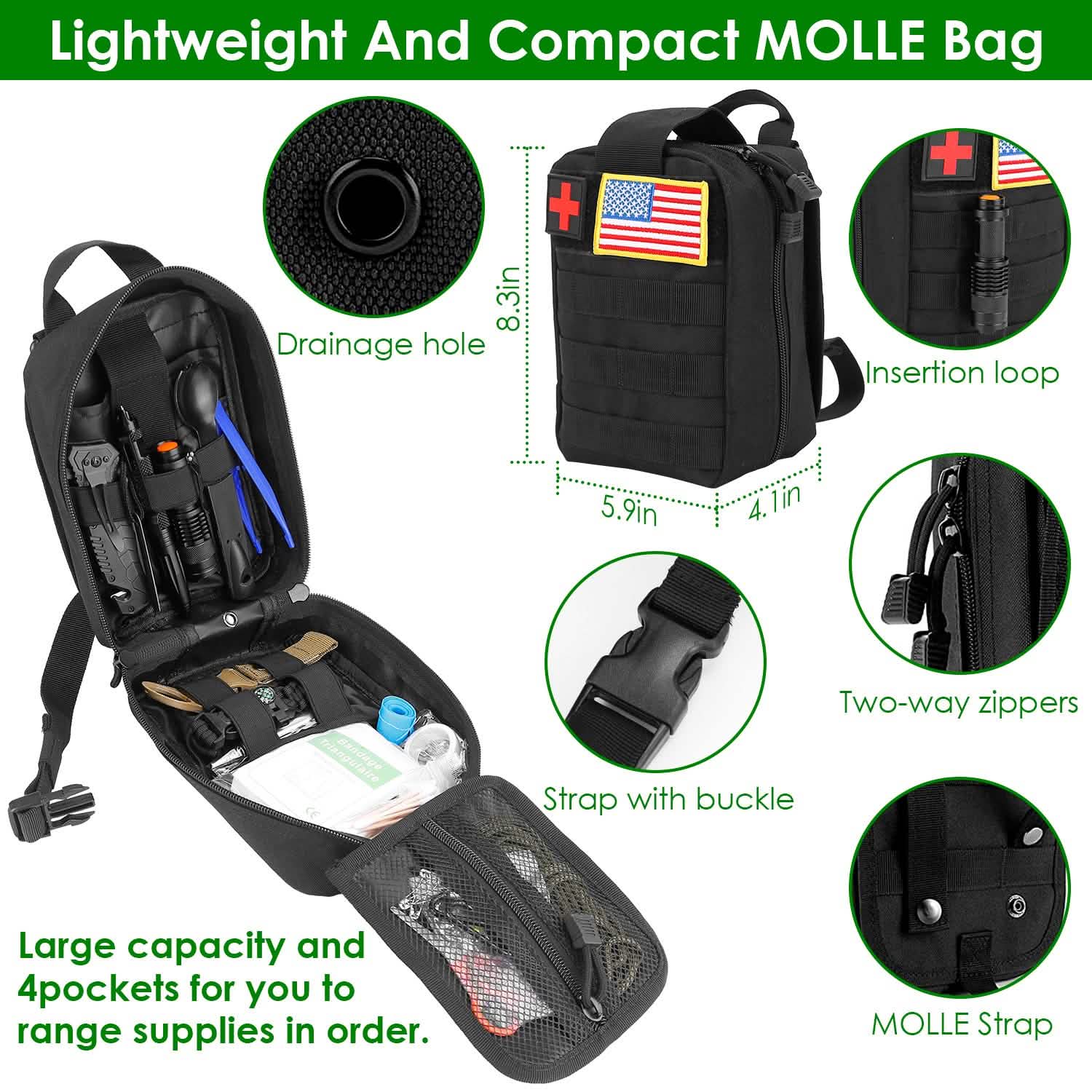 47-Piece Family Emergency Survival Kit – Road Safety & EDC Gear with Carry Pouch