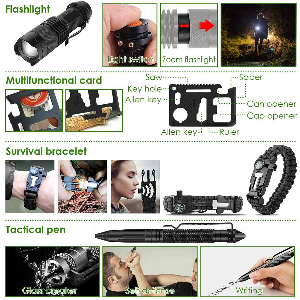 47-Piece Family Emergency Survival Kit – Road Safety & EDC Gear with Carry Pouch