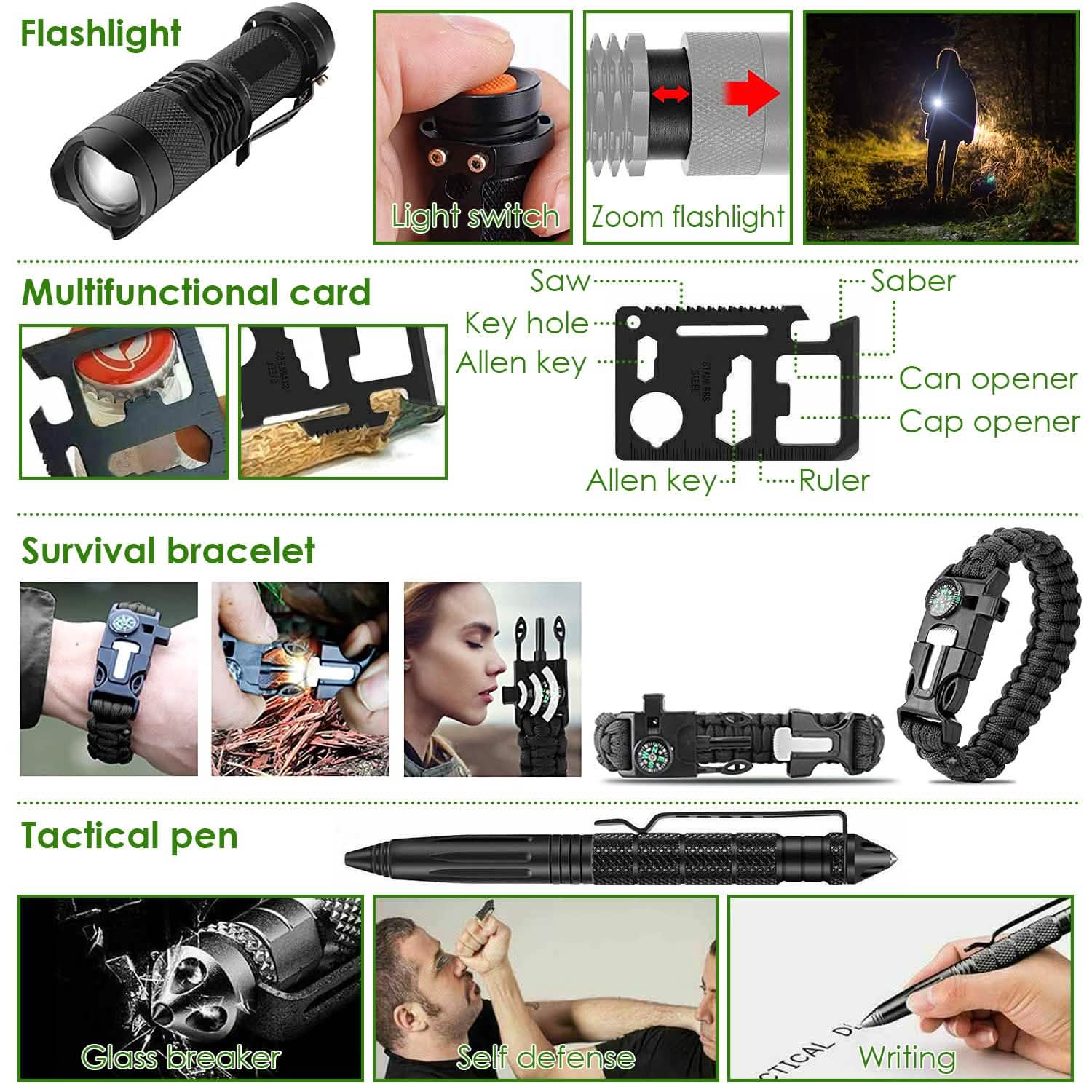 47-Piece Family Emergency Survival Kit – Road Safety & EDC Gear with Carry Pouch