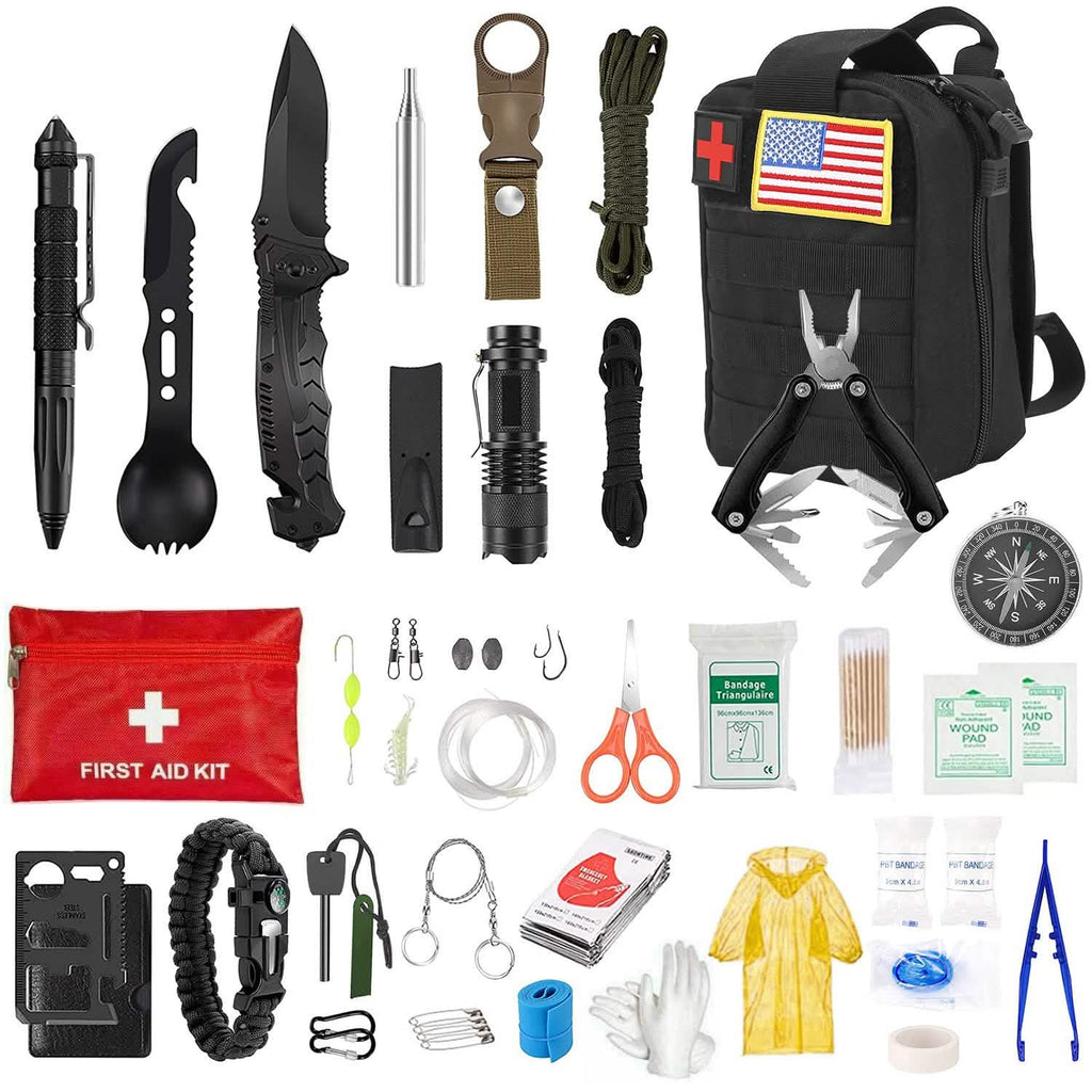 47-Piece Family Emergency Survival Kit – Road Safety & EDC Gear with Carry Pouch