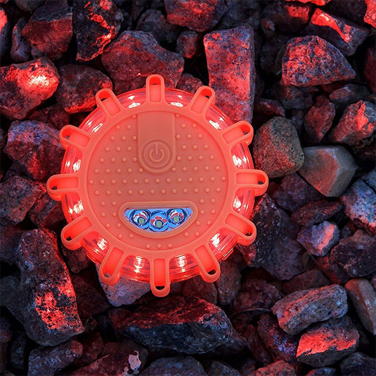 Magnetic LED Road Flare – 9-Mode Orange Strobe Warning Light for Roadside Emergencies & Breakdowns