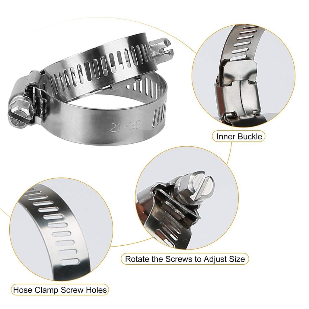 60-Piece Stainless Steel Hose Clamp Set – Adjustable Worm Gear Clamps for Car, RV & Home Repairs