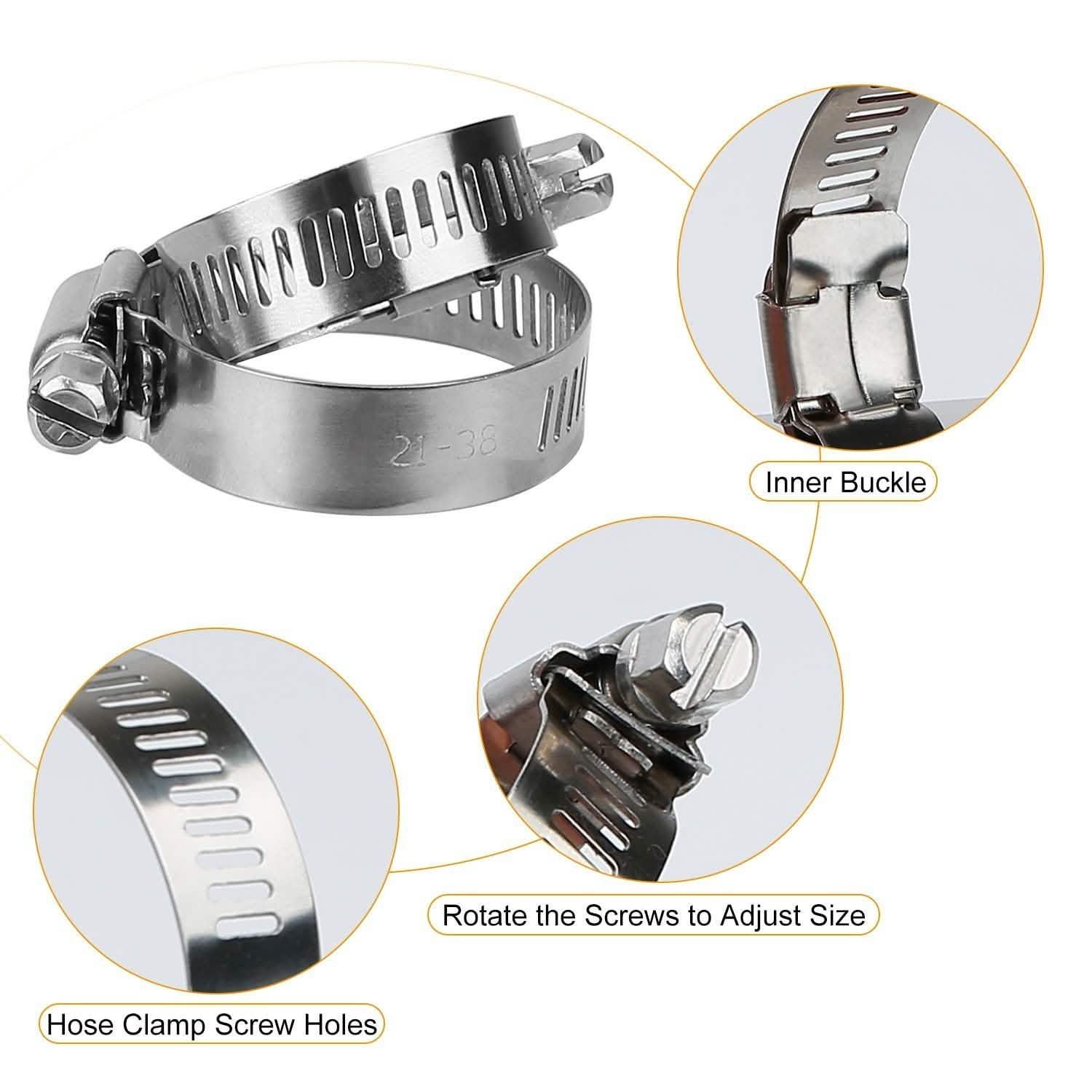 60-Piece Stainless Steel Hose Clamp Set – Adjustable Worm Gear Clamps for Car, RV & Home Repairs