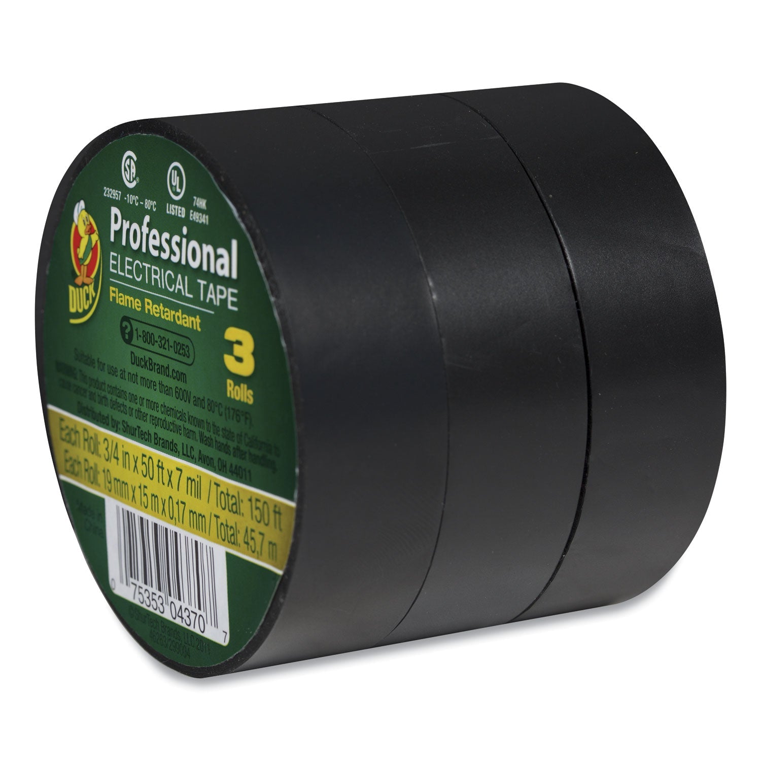 Duck Pro Electrical Tape 3-Pack – Professional-Grade for Car Repairs, Home Wiring & Family Emergency Kits