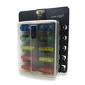 10-Way Blade Fuse Box with LED Indicators – Universal 12V/24V Circuit Distribution Block | Cars, Trucks, Boats, RVs & Off-Road Vehicles
