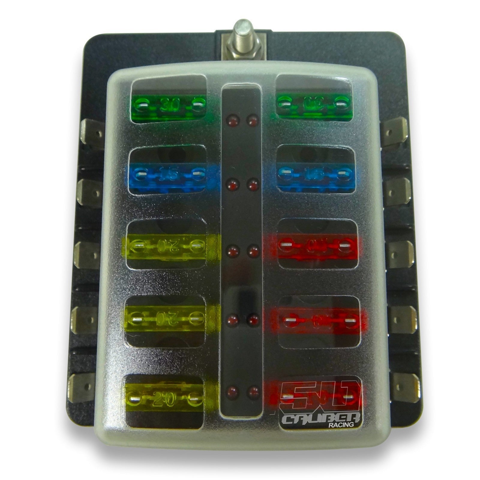 10-Way Blade Fuse Box with LED Indicators – Universal 12V/24V Circuit Distribution Block | Cars, Trucks, Boats, RVs & Off-Road Vehicles