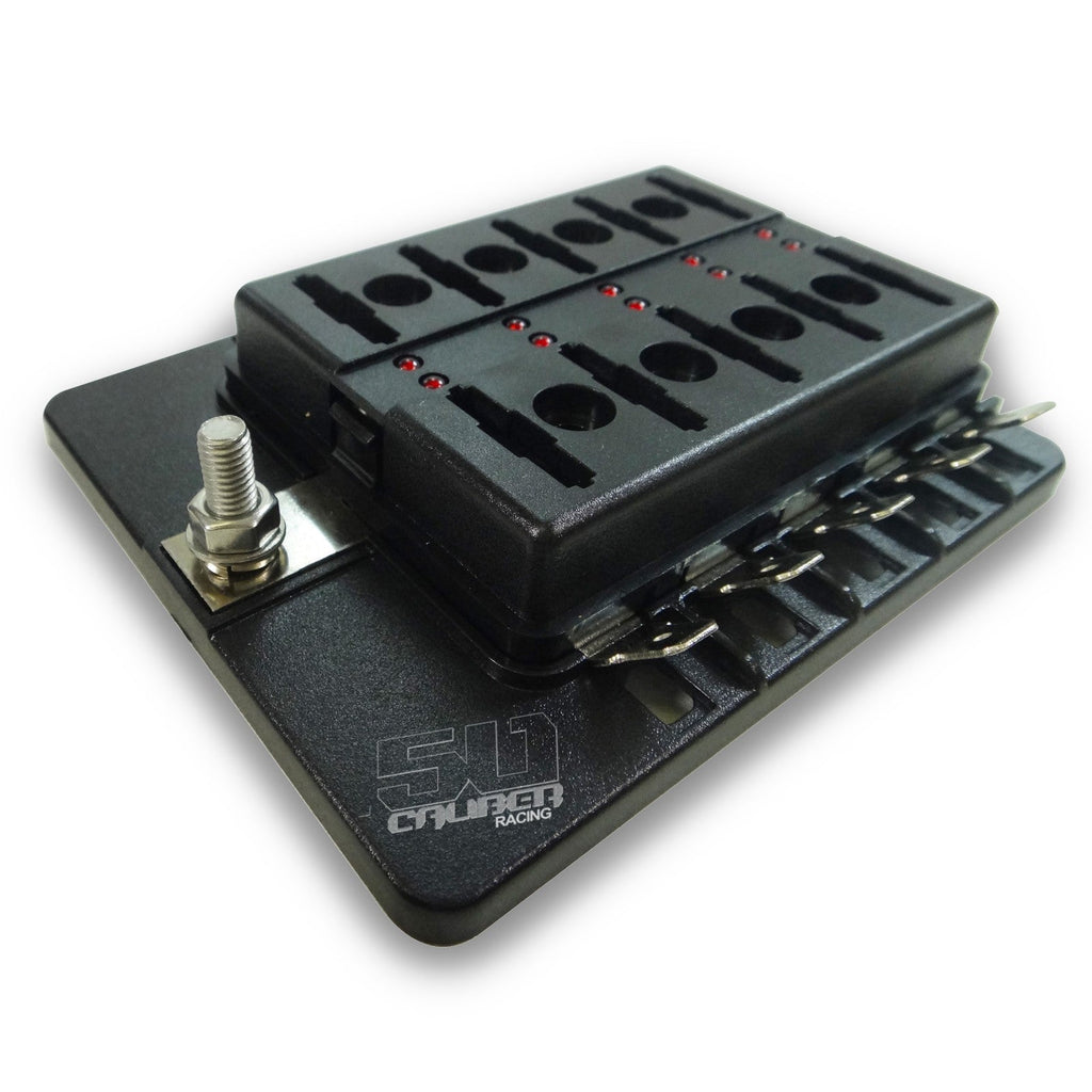 10-Way Blade Fuse Box with LED Indicators – Universal 12V/24V Circuit Distribution Block | Cars, Trucks, Boats, RVs & Off-Road Vehicles