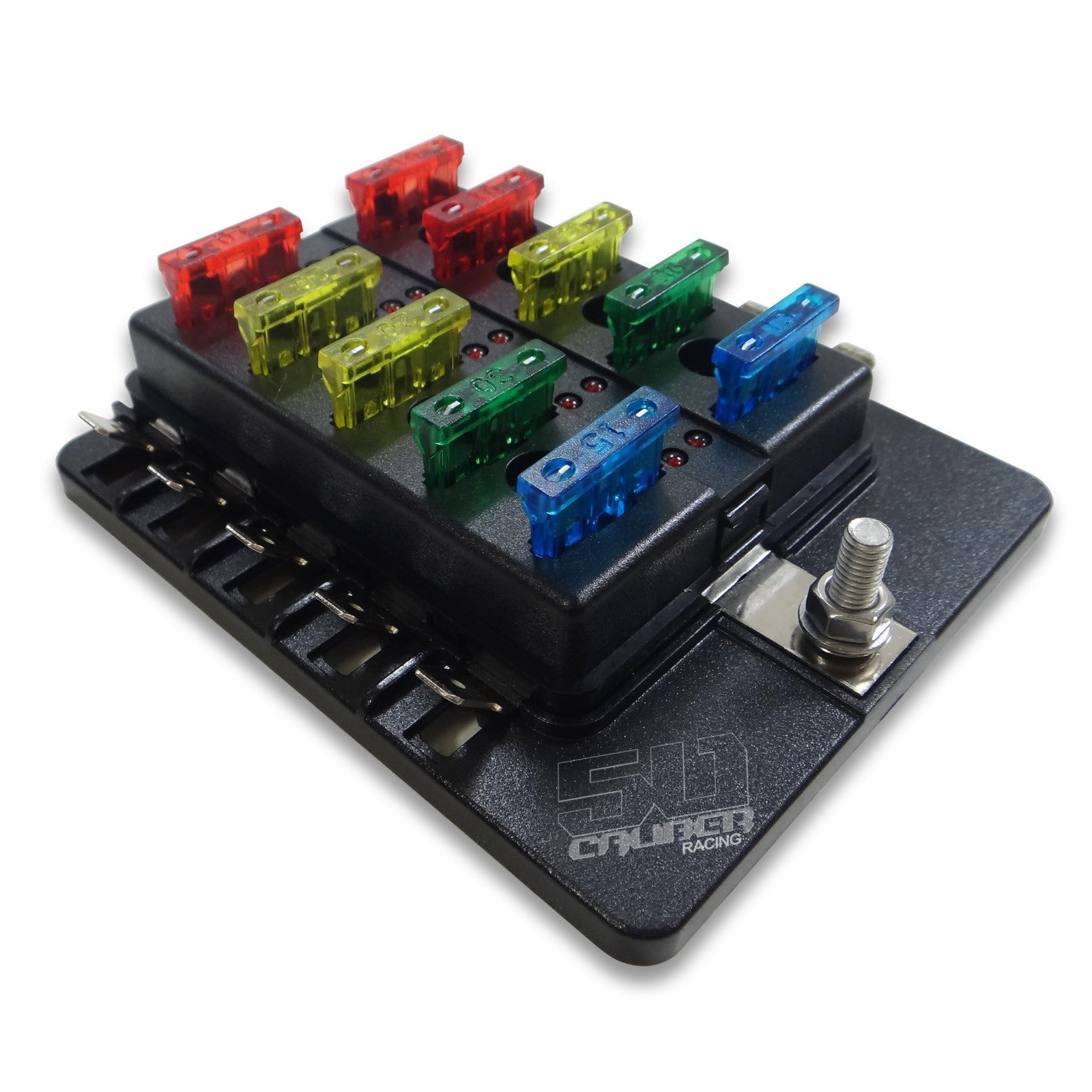 10-Way Blade Fuse Box with LED Indicators – Universal 12V/24V Circuit Distribution Block | Cars, Trucks, Boats, RVs & Off-Road Vehicles