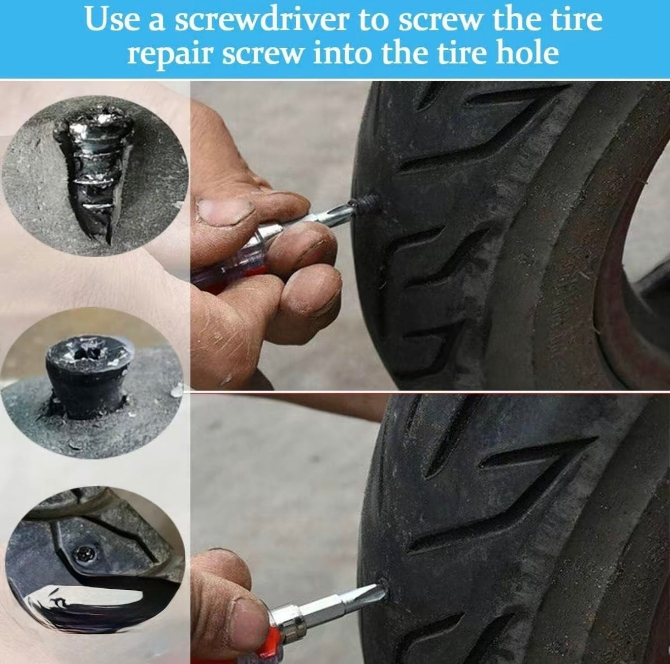 TireFix Rubber Nail Tire Repair Kit – Instant Puncture Fix for Cars, Trucks & Motorcycles