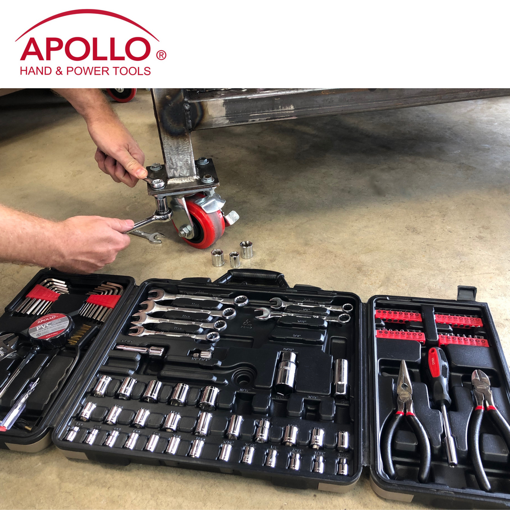 Apollo Tools 101-Piece Mechanic Tool Set – Roadside & Home Repair Kit for Car, Boat, RV & Family