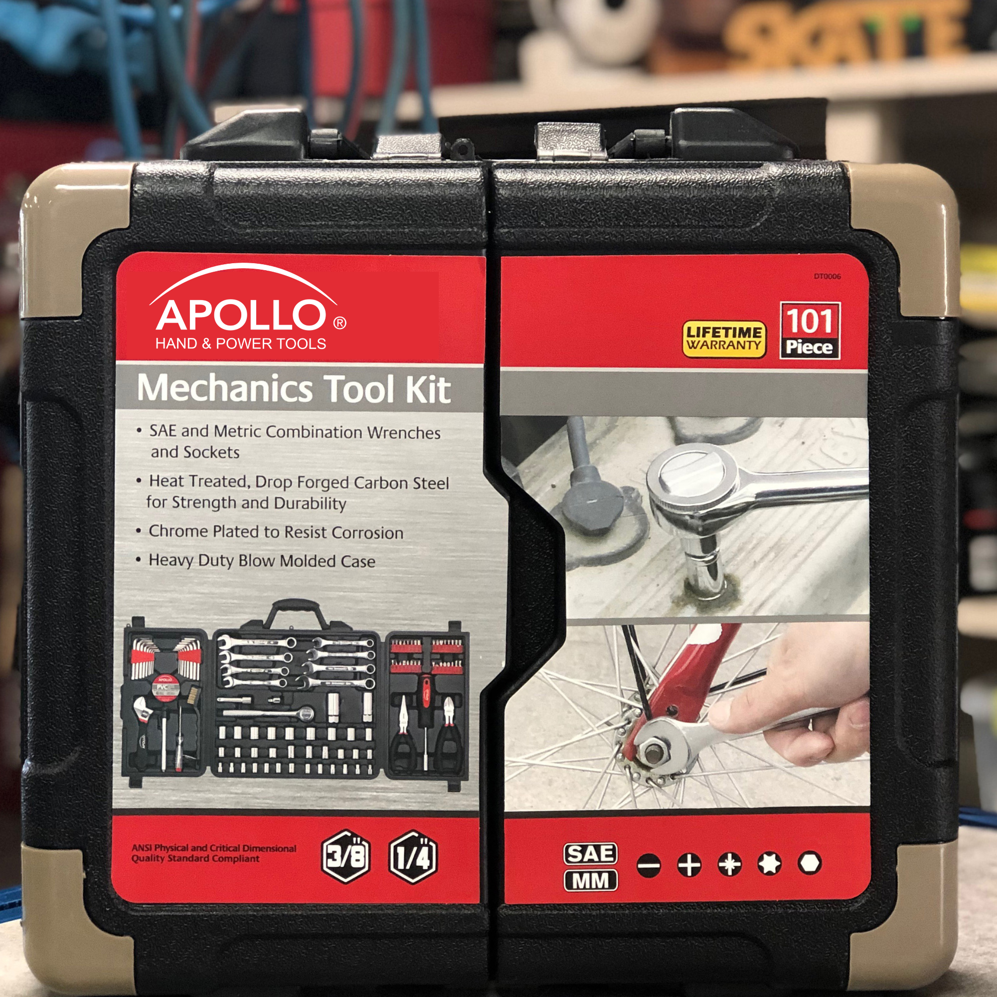 Apollo Tools 101-Piece Mechanic Tool Set – Roadside & Home Repair Kit for Car, Boat, RV & Family
