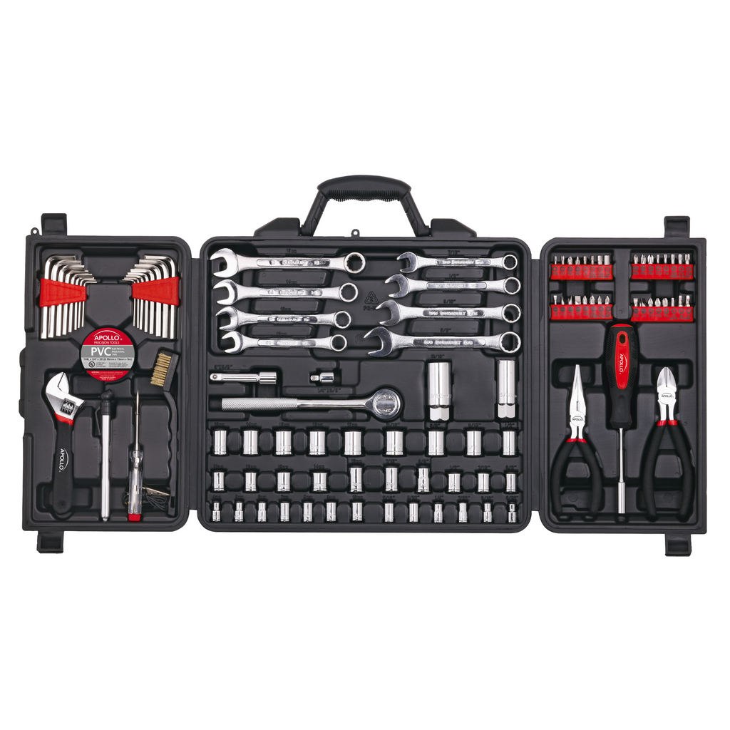 Apollo Tools 101-Piece Mechanic Tool Set – Roadside & Home Repair Kit for Car, Boat, RV & Family