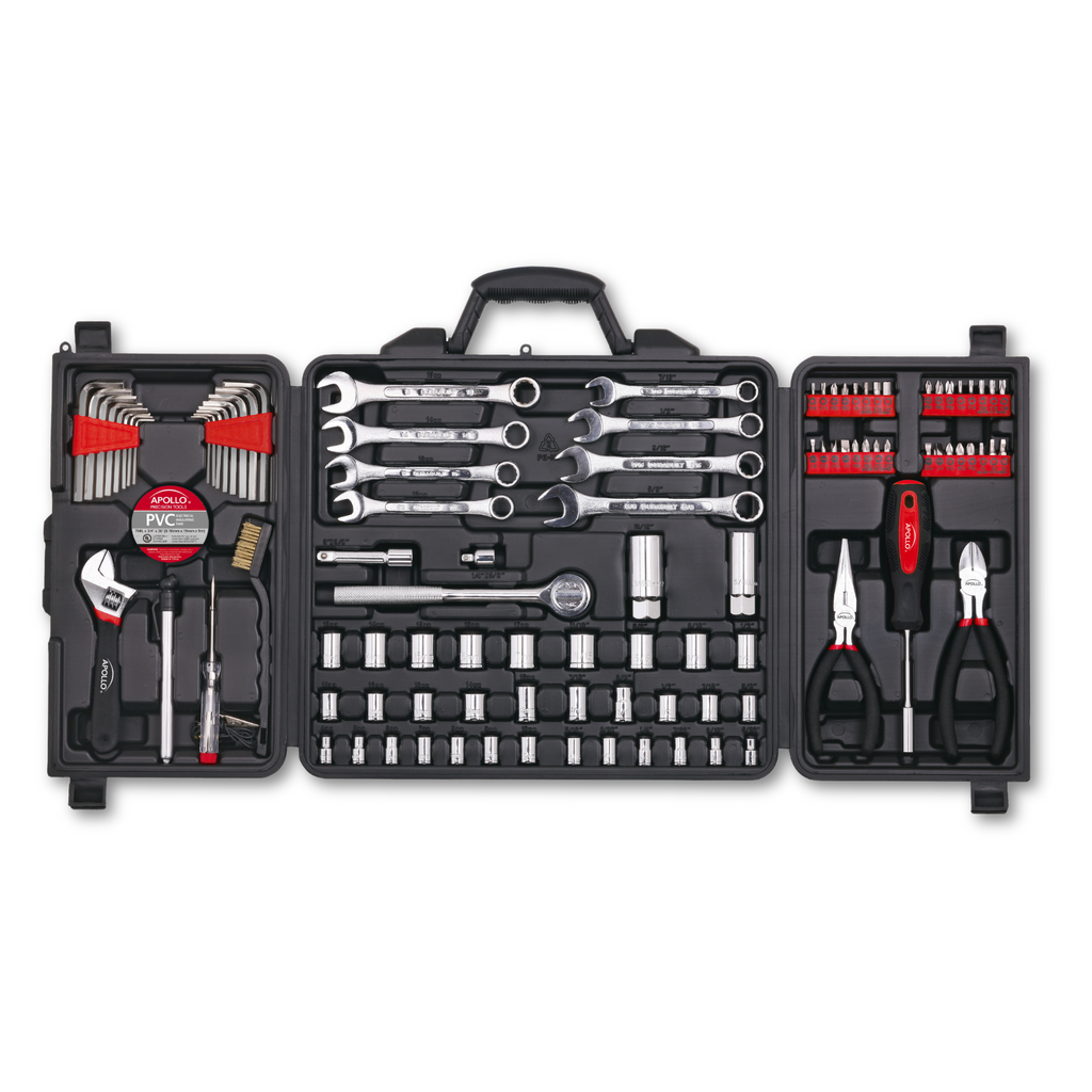 Apollo Tools 101-Piece Mechanic Tool Set – Roadside & Home Repair Kit for Car, Boat, RV & Family