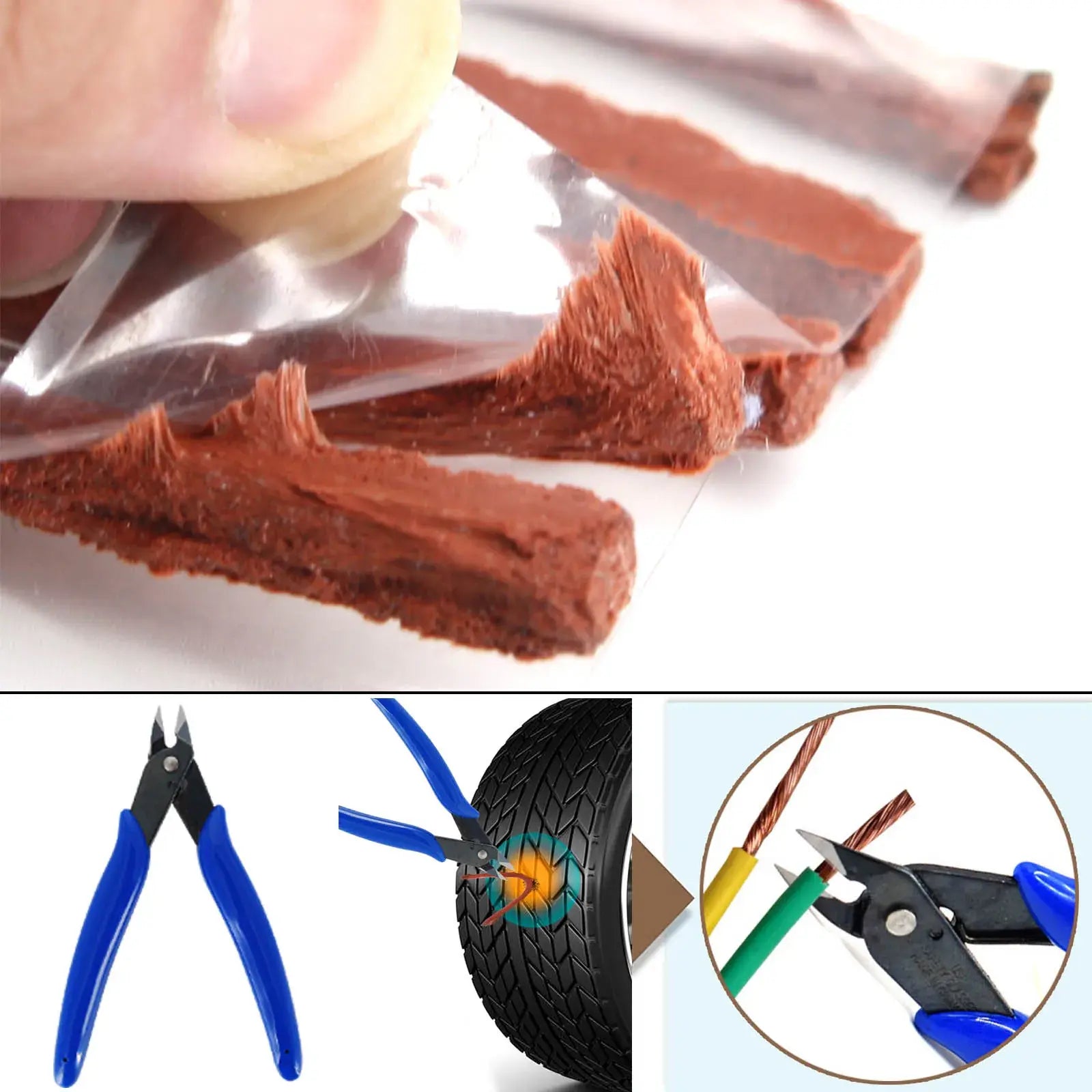 Car & Bicycle Tire Repair Tool Kit – 5-Piece Set with Needle-Nose Pliers, Vacuum Film & Portable Case | Roadside Emergency Puncture Repair