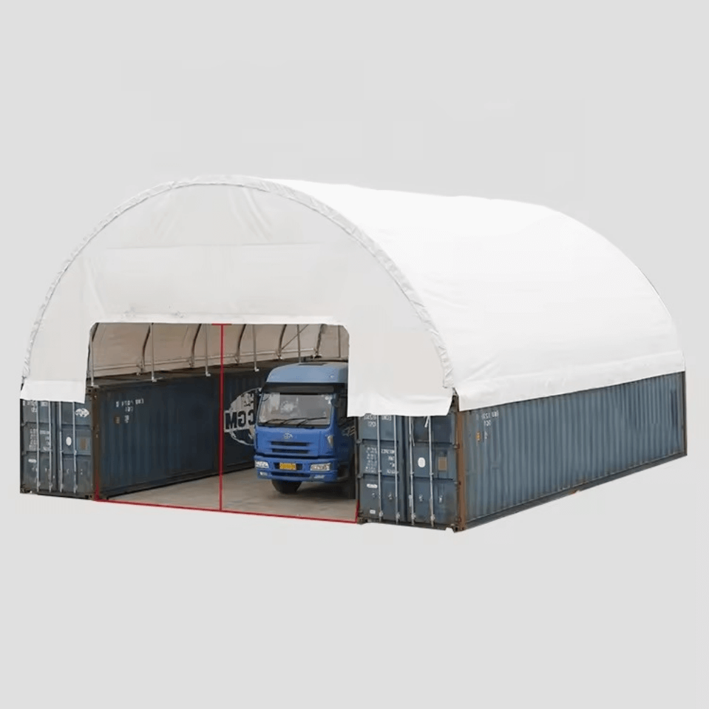 60'x40'x20' Double Truss Shipping Container Canopy Shelter – 22oz PVC, Wind & Snow Rated | Industrial, Agricultural & Large-Scale Storage