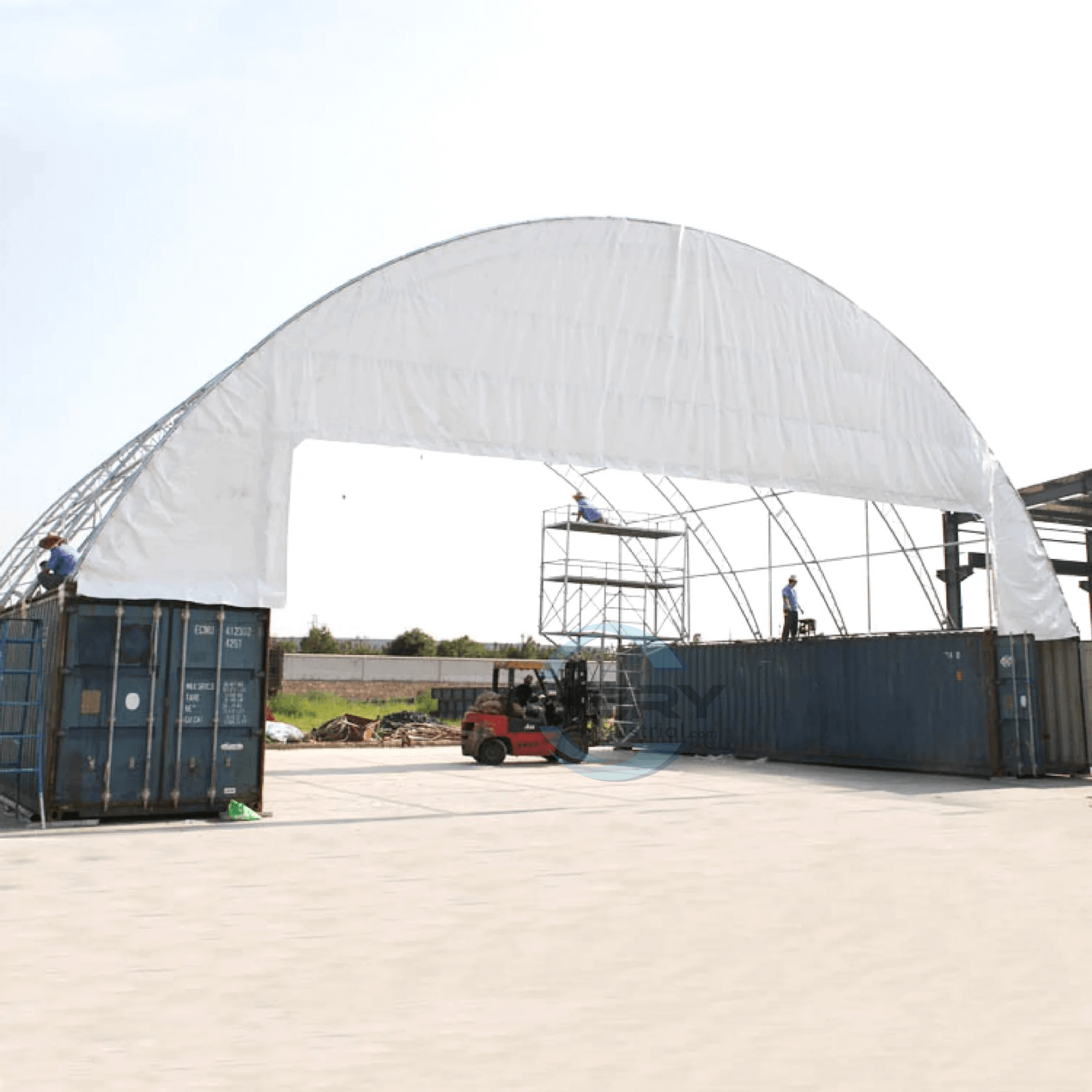 60'x40'x20' Double Truss Shipping Container Canopy Shelter – 22oz PVC, Wind & Snow Rated | Industrial, Agricultural & Large-Scale Storage