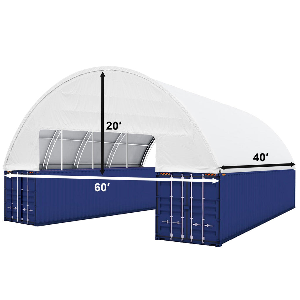 60'x40'x20' Double Truss Shipping Container Canopy Shelter – 22oz PVC, Wind & Snow Rated | Industrial, Agricultural & Large-Scale Storage