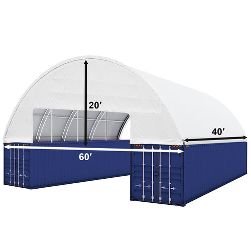 60'x40'x20' Double Truss Shipping Container Canopy Shelter – 22oz PVC, Wind & Snow Rated | Industrial, Agricultural & Large-Scale Storage