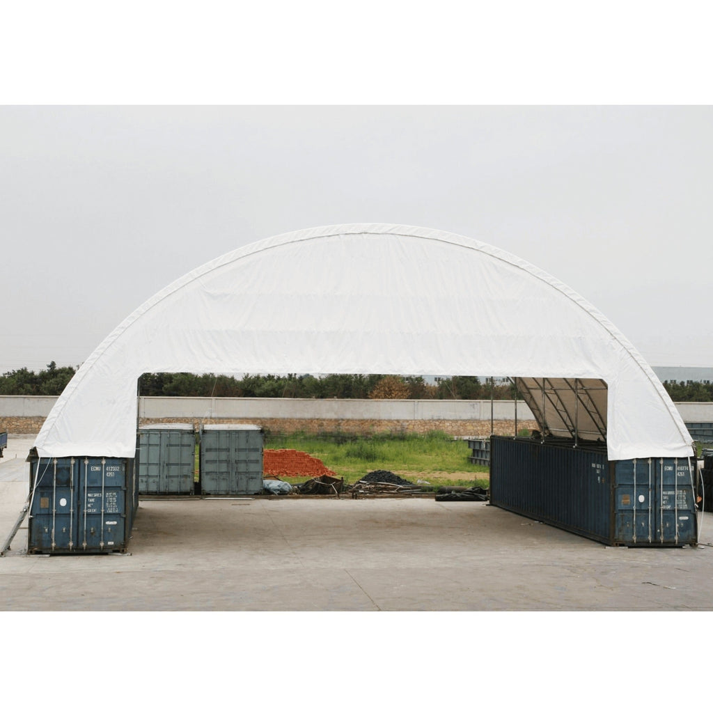 60'x40'x20' Double Truss Shipping Container Canopy Shelter – 22oz PVC, Wind & Snow Rated | Industrial, Agricultural & Large-Scale Storage