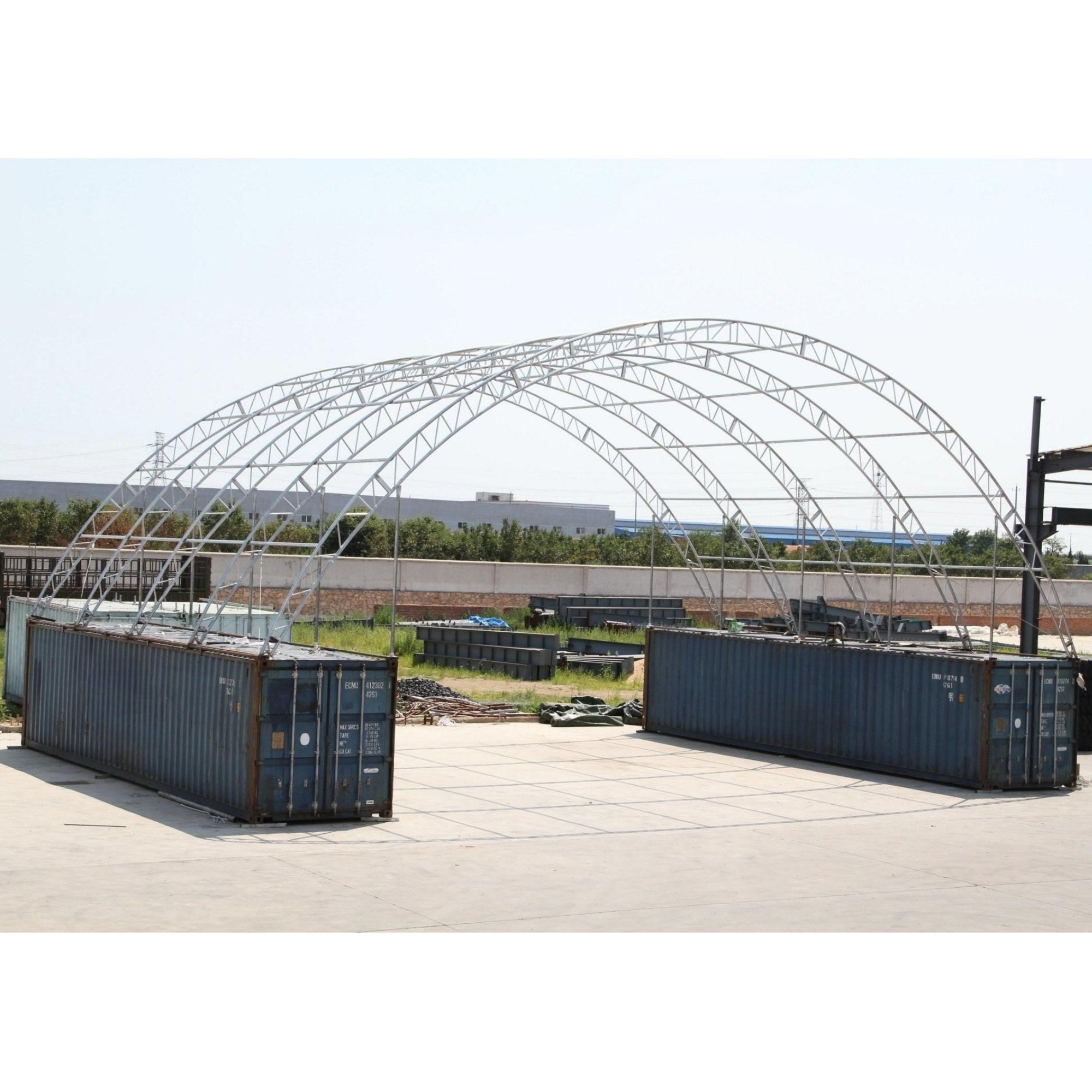 60'x40'x20' Double Truss Shipping Container Canopy Shelter – 22oz PVC, Wind & Snow Rated | Industrial, Agricultural & Large-Scale Storage