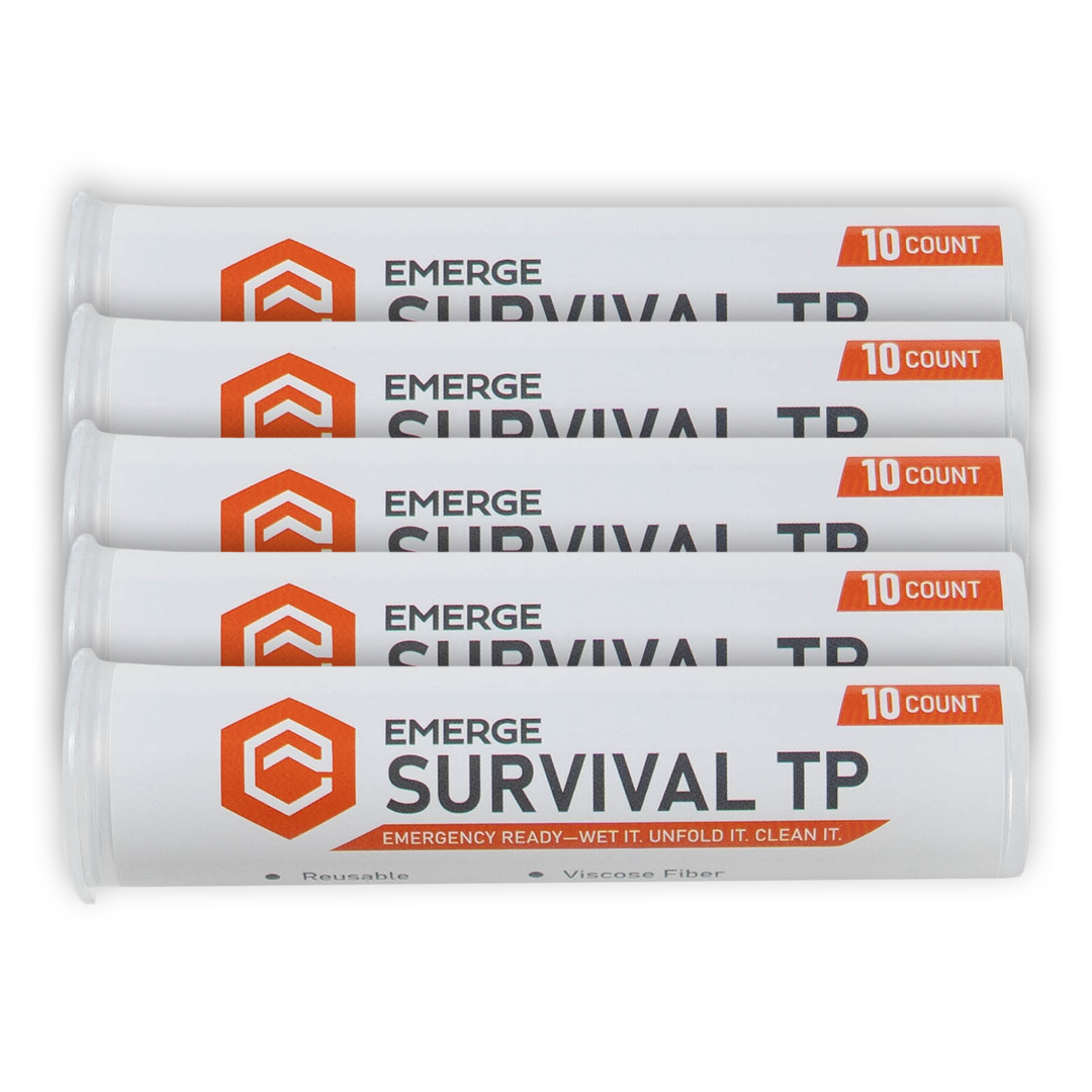Emerge Survival Toilet Paper Tablets – Compact Biodegradable Wipes, Expands with Water | Camping, Emergency Kits & Go-Bags