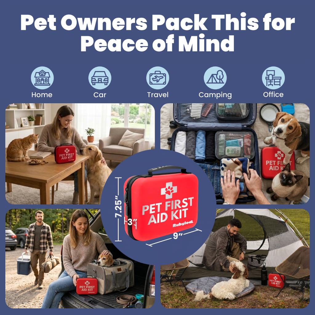 Pet First Aid Kit for Dogs & Cats – Vet-Approved, Field-Tested Essentials with First Aid Guide | Hiking, Camping, Road Trips & Emergency Preparedness