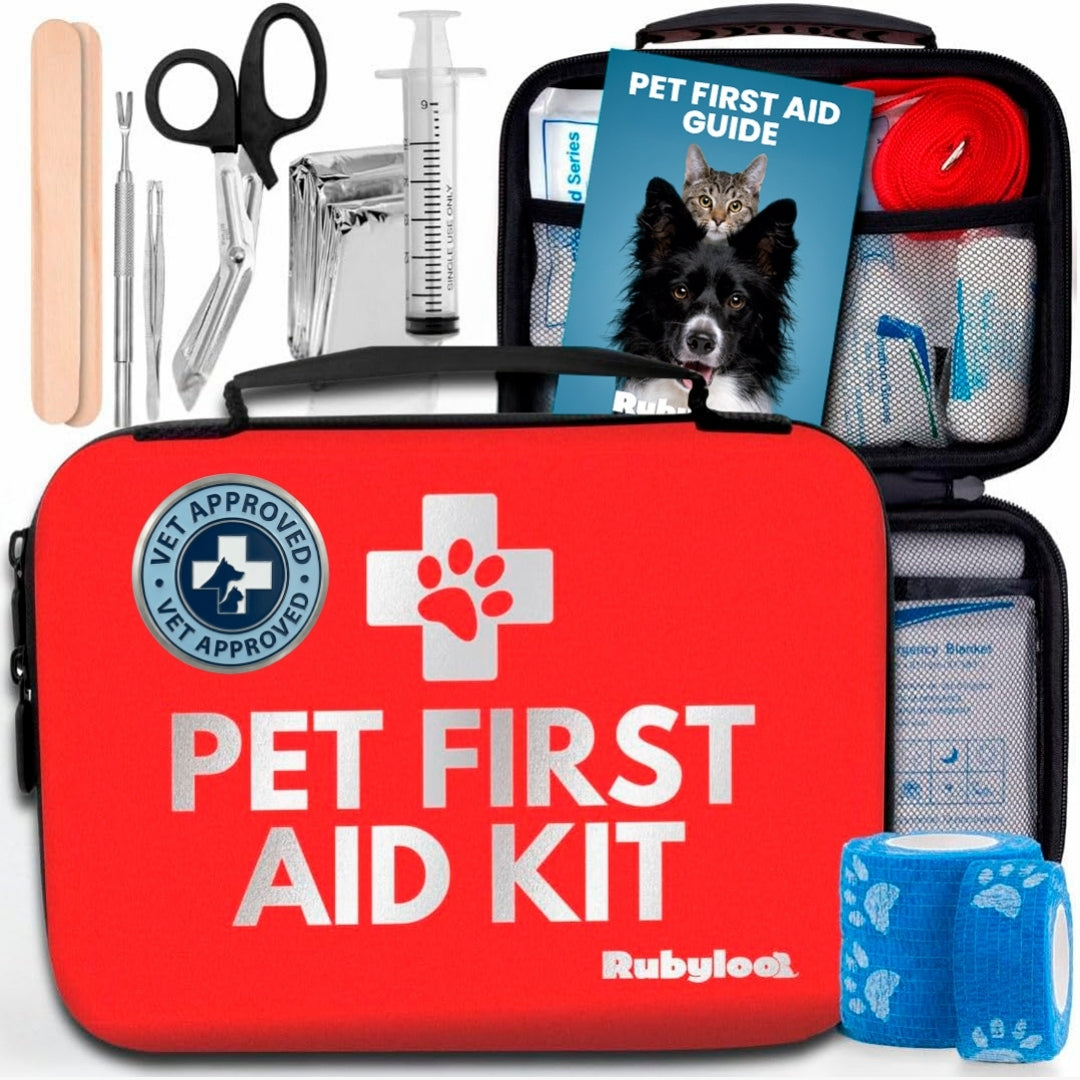 Pet First Aid Kit for Dogs & Cats – Vet-Approved, Field-Tested Essentials with First Aid Guide | Hiking, Camping, Road Trips & Emergency Preparedness
