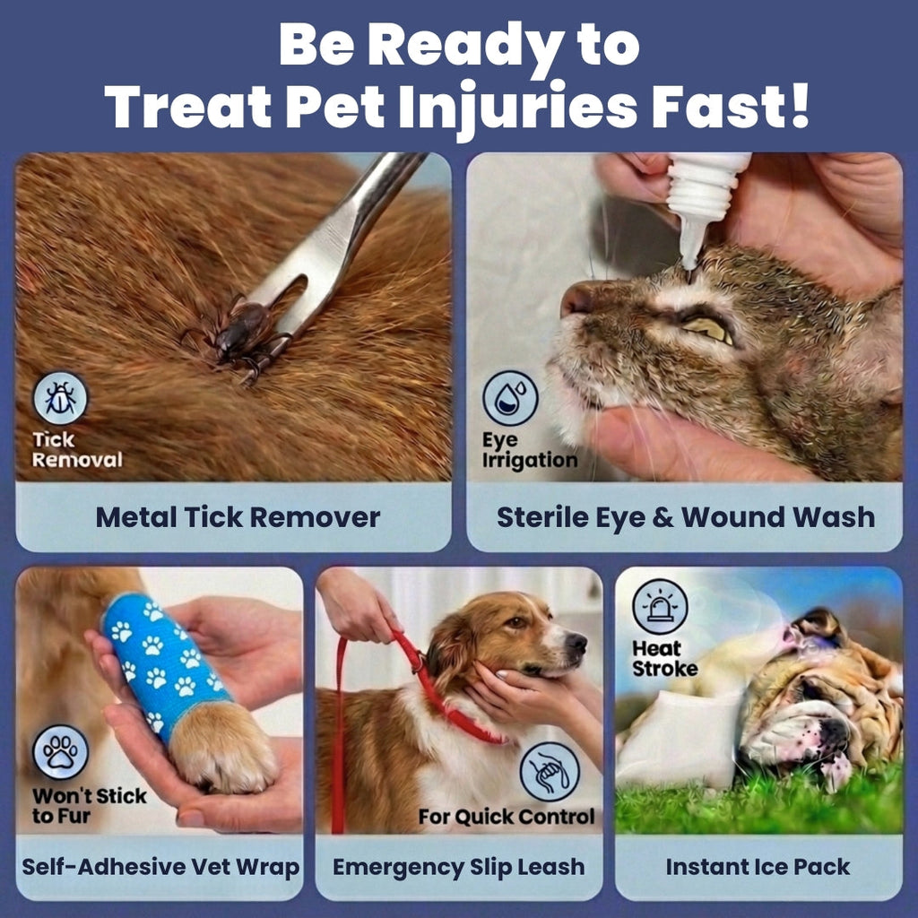 Pet First Aid Kit for Dogs & Cats – Vet-Approved, Field-Tested Essentials with First Aid Guide | Hiking, Camping, Road Trips & Emergency Preparedness