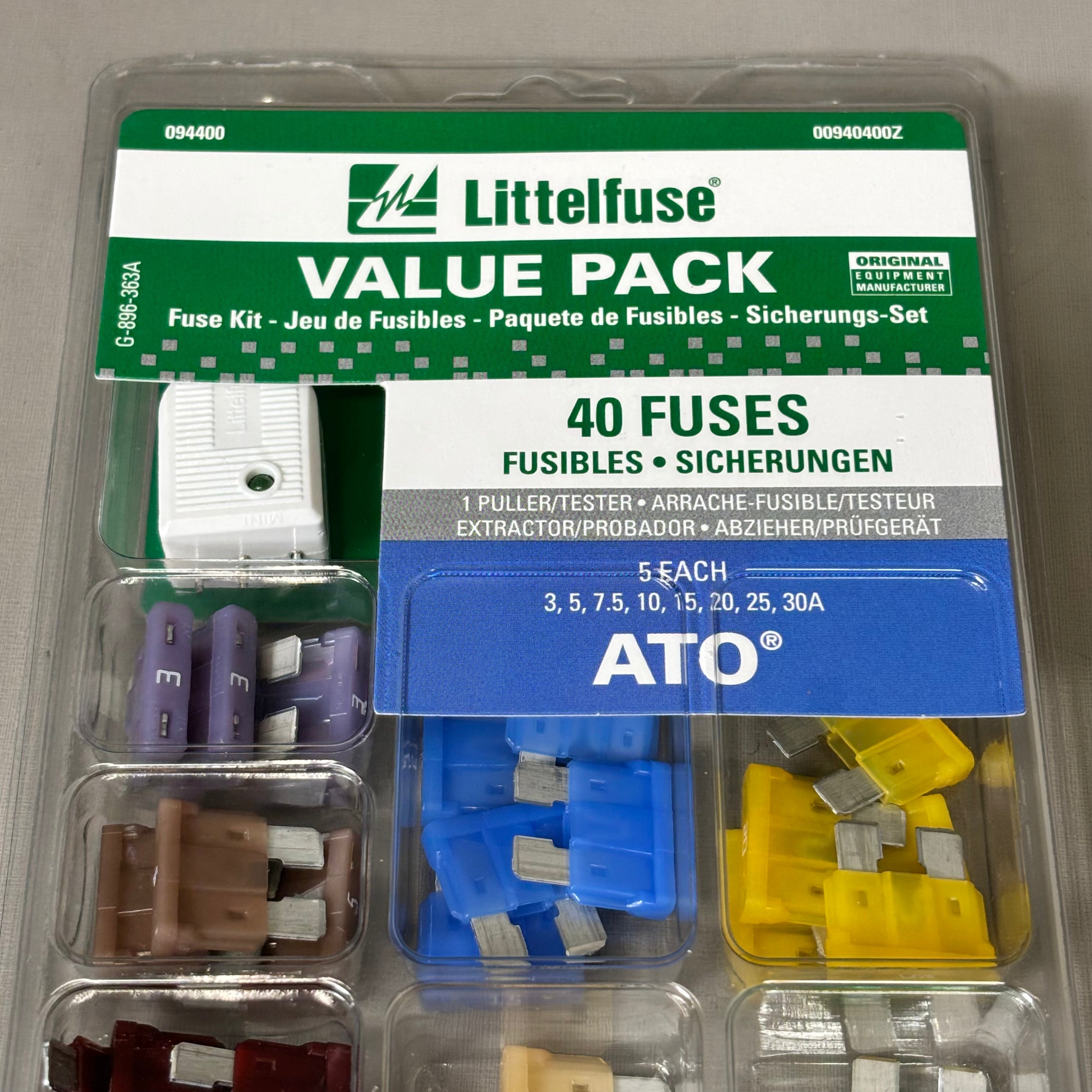 Littelfuse 40-Piece ATO Fuse Assortment – Multi-Amp Car Fuse Kit for Roadside Electrical Repairs
