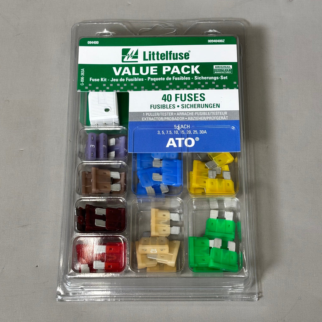 Littelfuse 40-Piece ATO Fuse Assortment – Multi-Amp Car Fuse Kit for Roadside Electrical Repairs