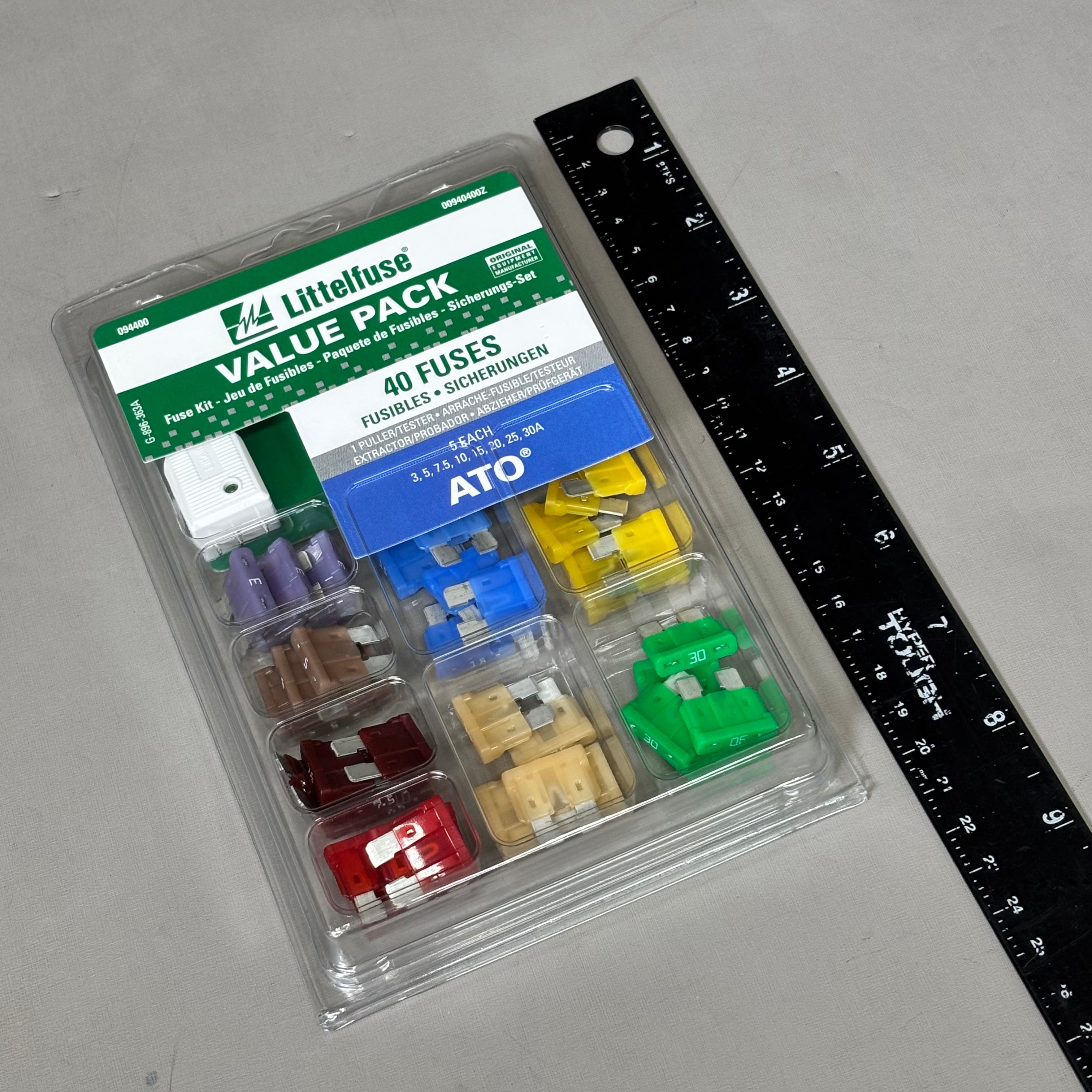 Littelfuse 40-Piece ATO Fuse Assortment – Multi-Amp Car Fuse Kit for Roadside Electrical Repairs