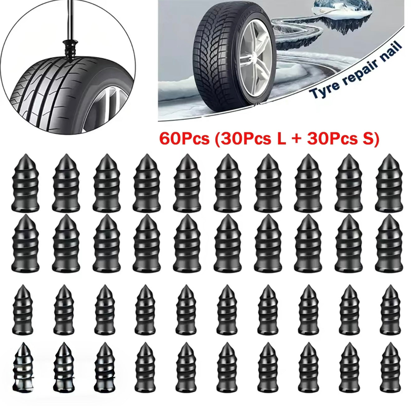 TireFix Rubber Nail Tire Repair Kit – Instant Puncture Fix for Cars, Trucks & Motorcycles