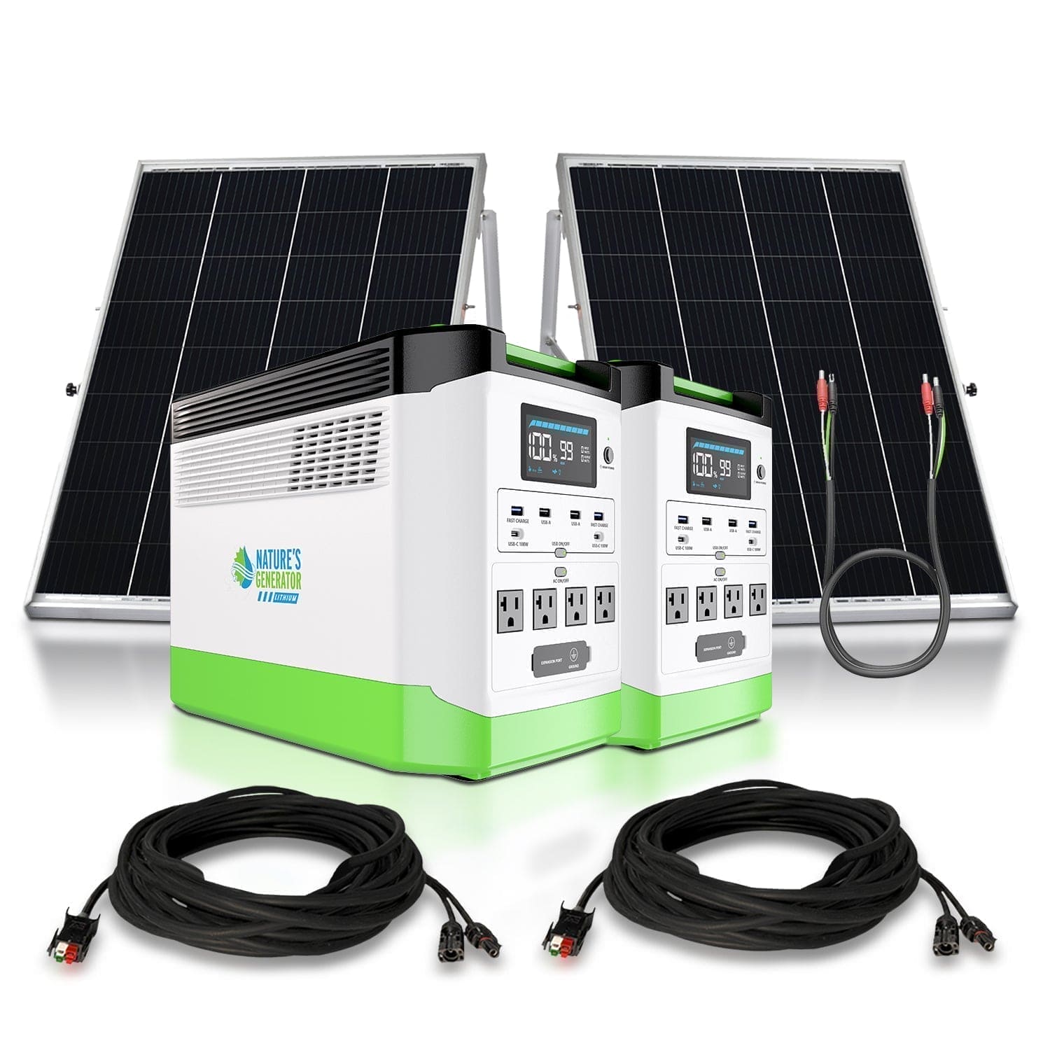 Nature's Generator Lithium 1800 Solar Generator – 1800W Pure Sine Wave, LiFePO₄ Battery, Solar Panel Included | Home Backup, RV & Family Emergency Power
