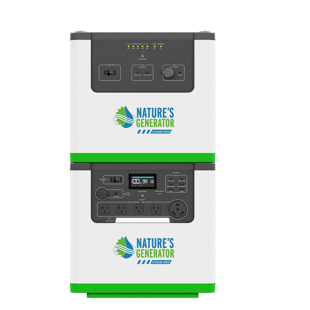 Nature's Generator Lithium 3600 Power Station – 3600W Pure Sine Wave, LiFePO₄ Battery, Solar Ready | Home Backup, Off-Grid & Family Emergency Power