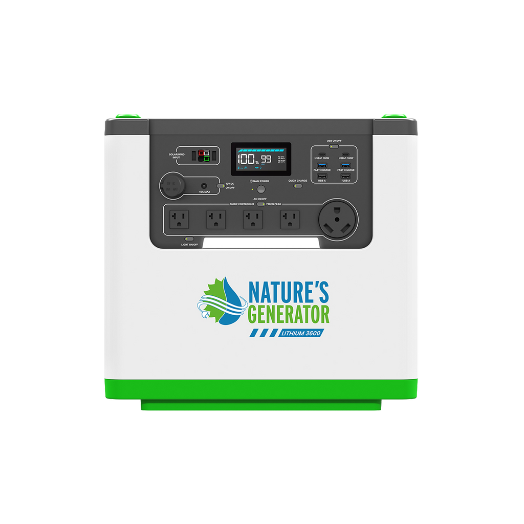 Nature's Generator Lithium 3600 Power Station – 3600W Pure Sine Wave, LiFePO₄ Battery, Solar Ready | Home Backup, Off-Grid & Family Emergency Power
