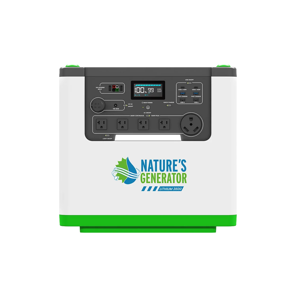 Nature's Generator Lithium 3600 Power Station – 3600W Pure Sine Wave, LiFePO₄ Battery, Solar Ready | Home Backup, Off-Grid & Family Emergency Power