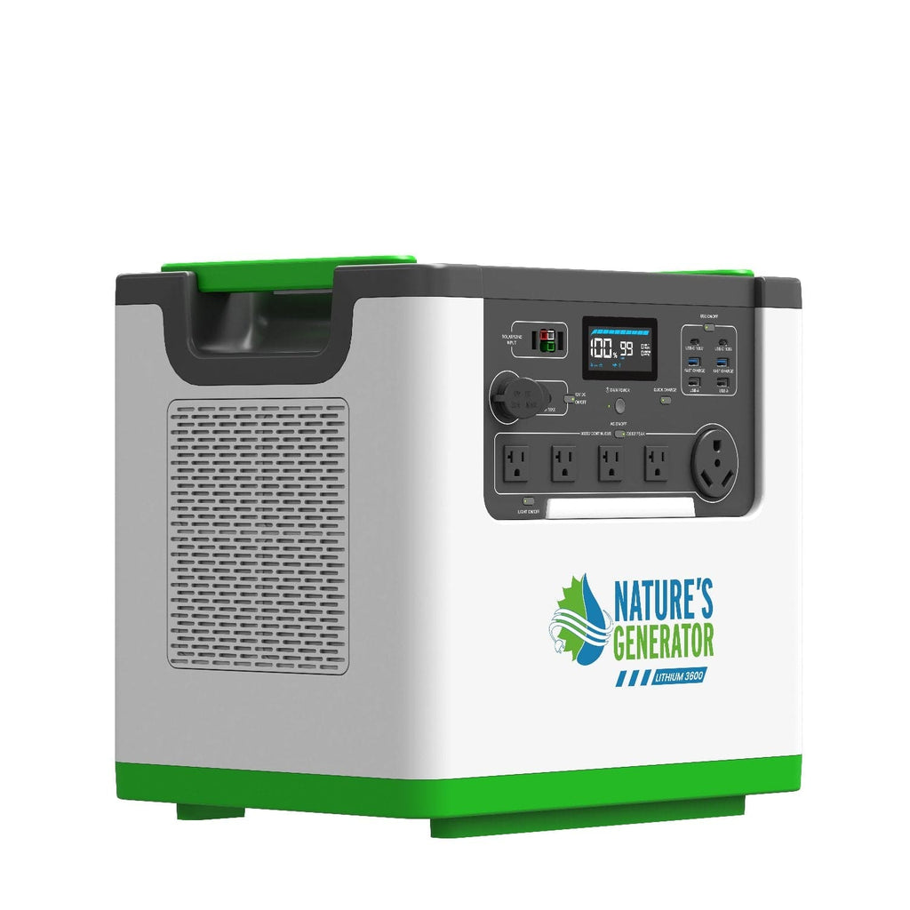Nature's Generator Lithium 3600 Power Station – 3600W Pure Sine Wave, LiFePO₄ Battery, Solar Ready | Home Backup, Off-Grid & Family Emergency Power