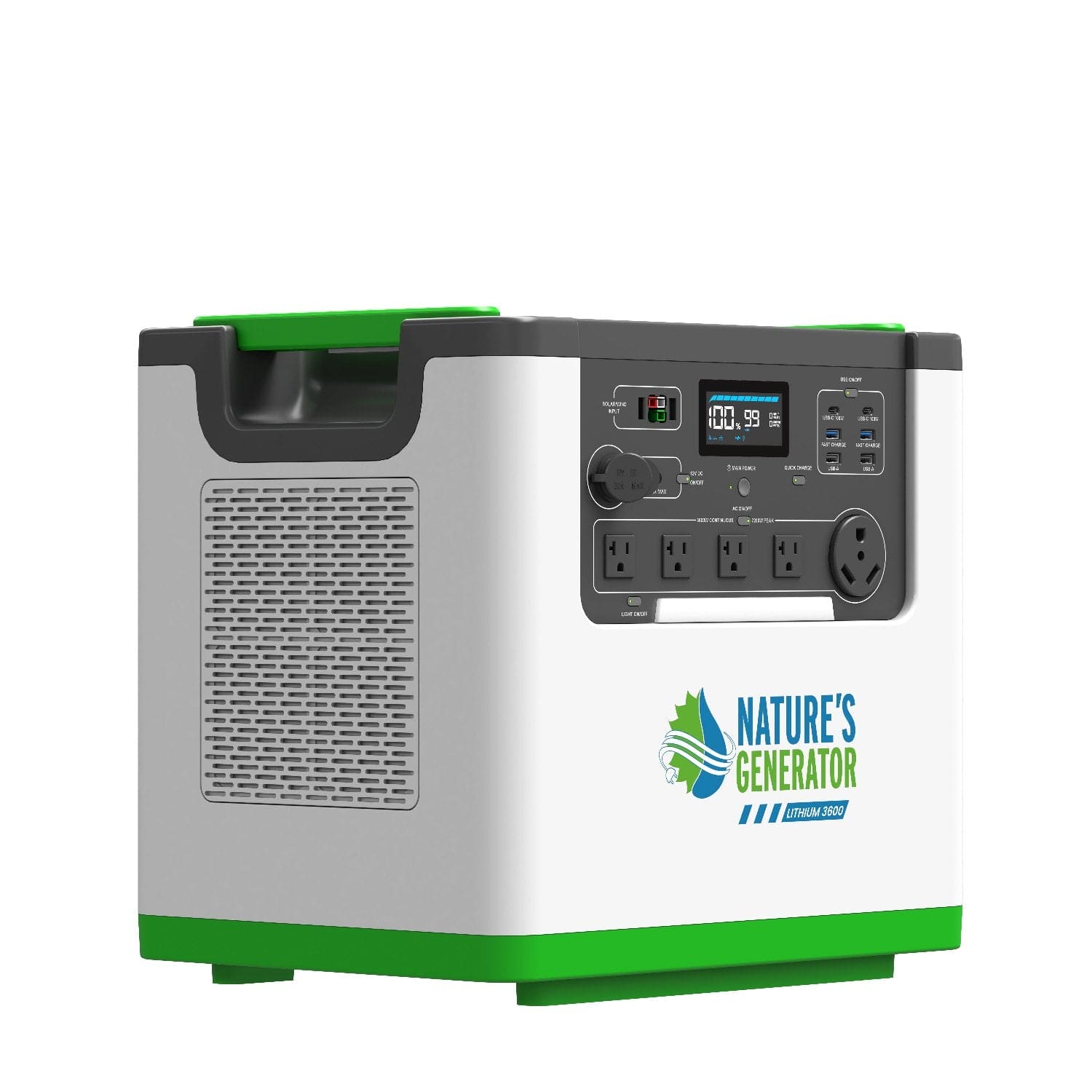 Nature's Generator Lithium 3600 Power Station – 3600W Pure Sine Wave, LiFePO₄ Battery, Solar Ready | Home Backup, Off-Grid & Family Emergency Power