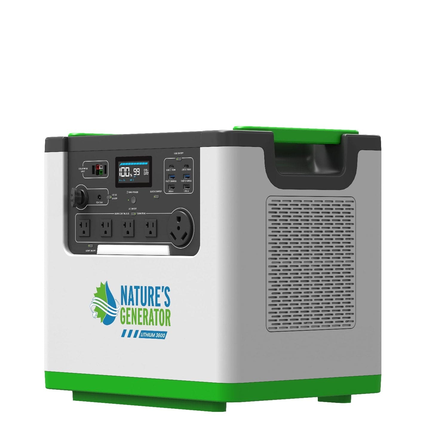 Nature's Generator Lithium 3600 Power Station – 3600W Pure Sine Wave, LiFePO₄ Battery, Solar Ready | Home Backup, Off-Grid & Family Emergency Power