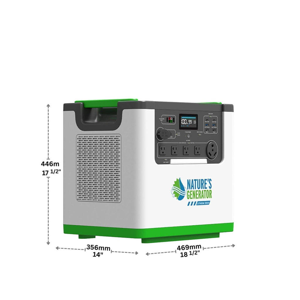Nature's Generator Lithium 3600 Power Station – 3600W Pure Sine Wave, LiFePO₄ Battery, Solar Ready | Home Backup, Off-Grid & Family Emergency Power