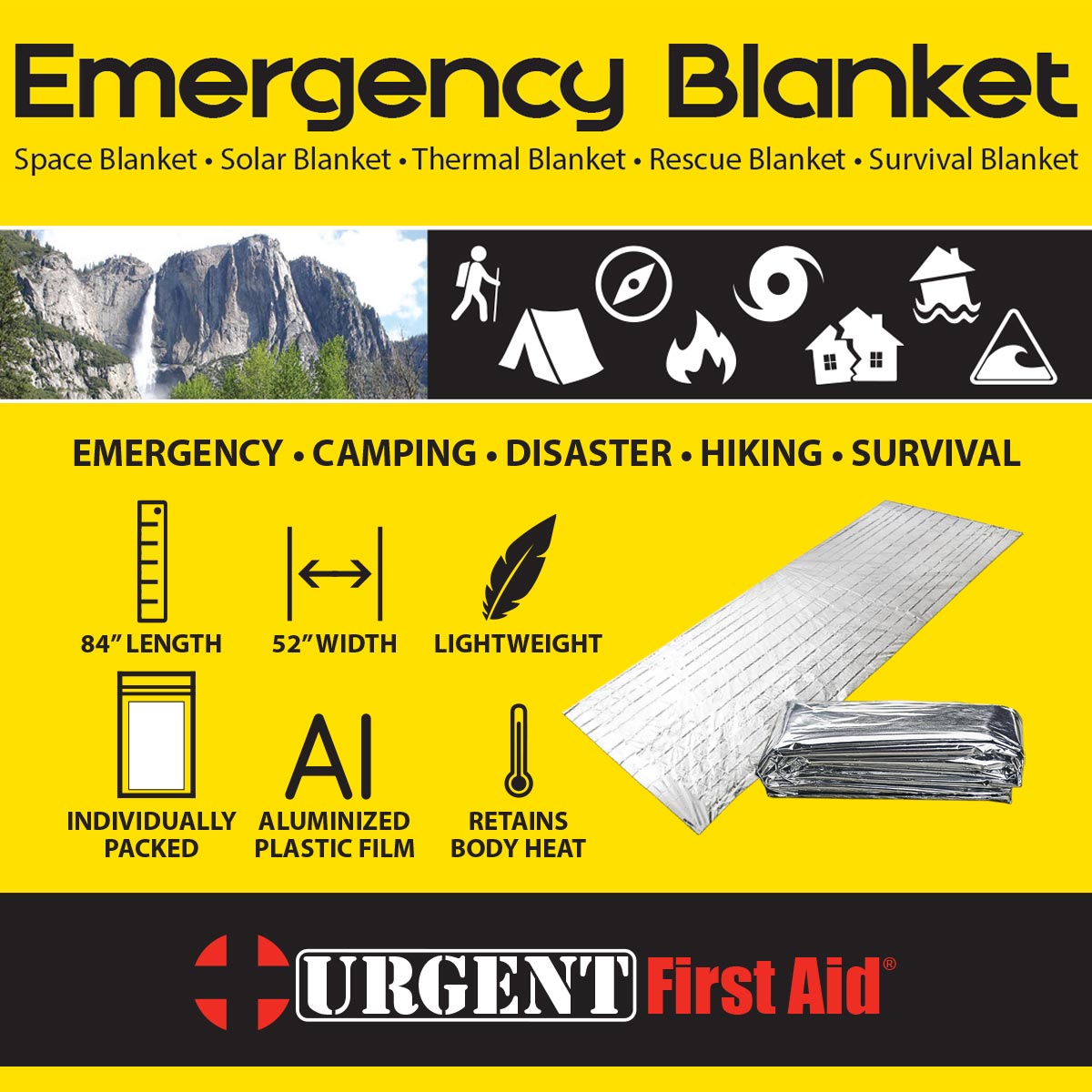 Emergency Mylar Space Blanket – Reflects 90% Body Heat | Family Survival & Roadside Kit Essential