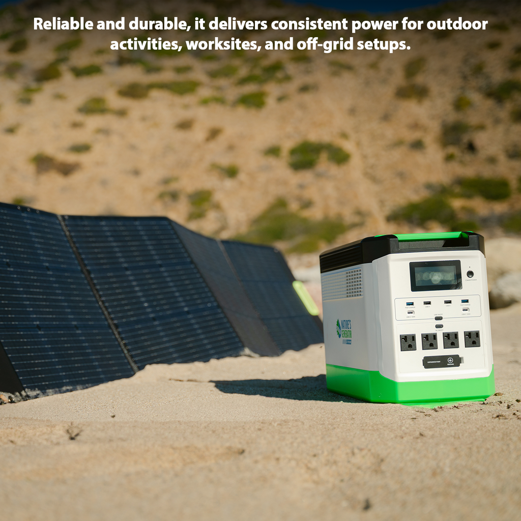Nature's Generator Lithium 1800 Solar Generator – 1800W Pure Sine Wave, LiFePO₄ Battery, Solar Panel Included | Home Backup, RV & Family Emergency Power