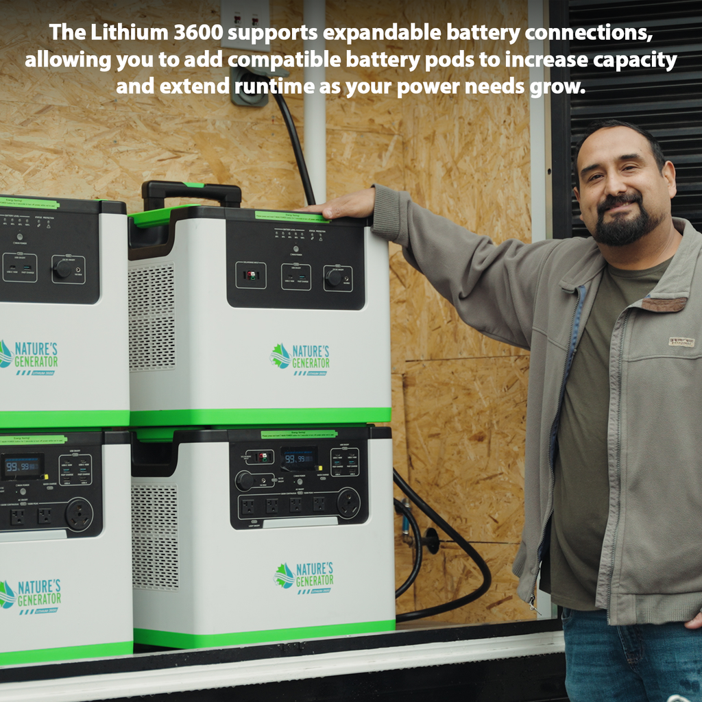 Nature's Generator Lithium 3600 Power Station – 3600W Pure Sine Wave, LiFePO₄ Battery, Solar Ready | Home Backup, Off-Grid & Family Emergency Power