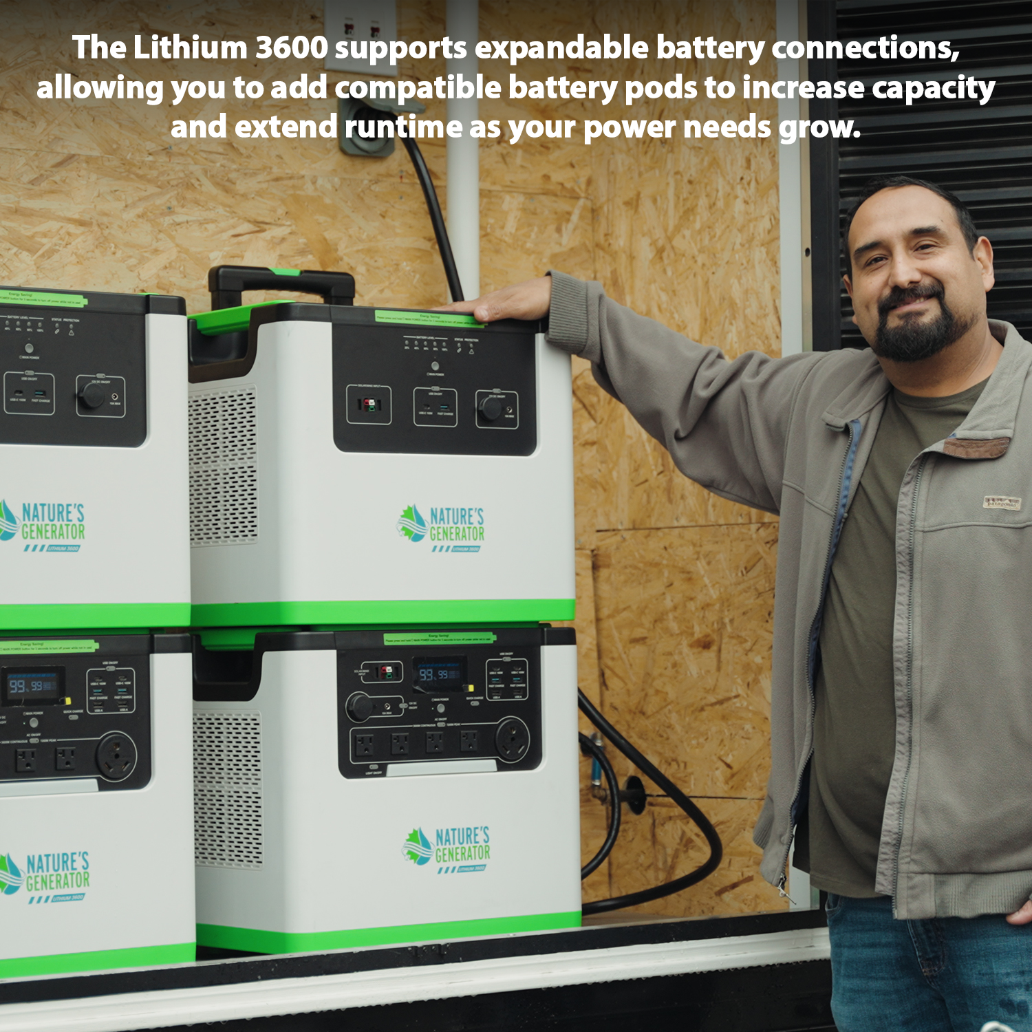 Nature's Generator Lithium 3600 Power Station – 3600W Pure Sine Wave, LiFePO₄ Battery, Solar Ready | Home Backup, Off-Grid & Family Emergency Power