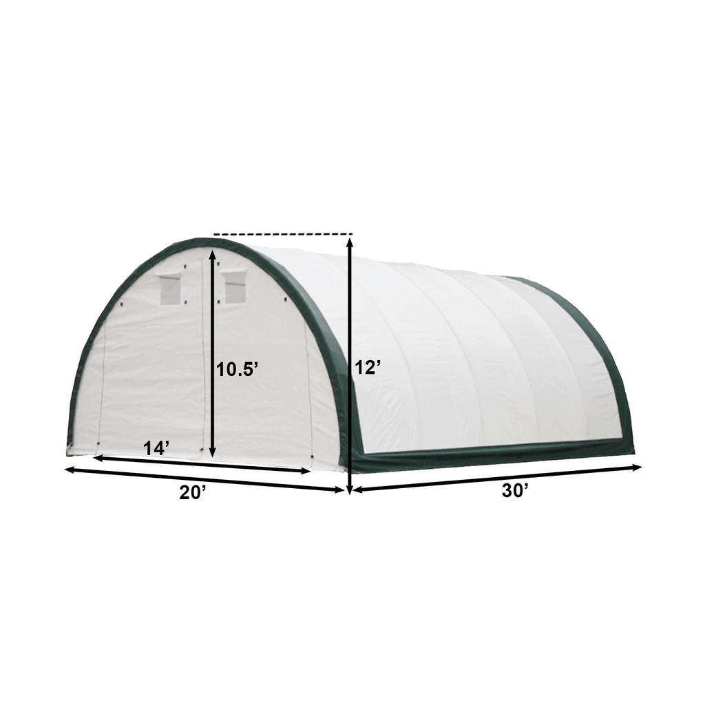 20'x30'x12' Single Truss Arch Storage Shelter – Heavy-Duty PE or PVC Cover | Vehicle, Equipment & Emergency Supply Storage