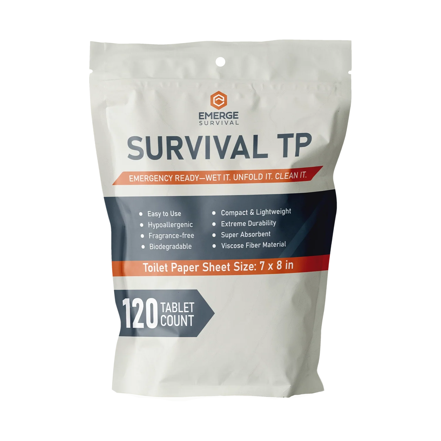 Emerge Survival Toilet Paper Tablets – Compact Biodegradable Wipes, Expands with Water | Camping, Emergency Kits & Go-Bags