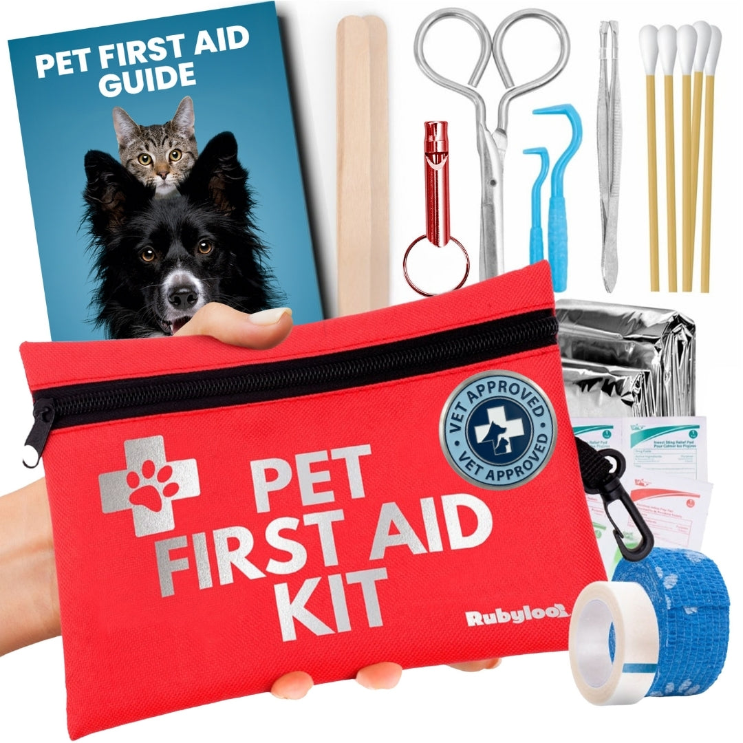 Pet First Aid Kit for Dogs & Cats – Vet-Approved, Field-Tested Essentials with First Aid Guide | Hiking, Camping, Road Trips & Emergency Preparedness