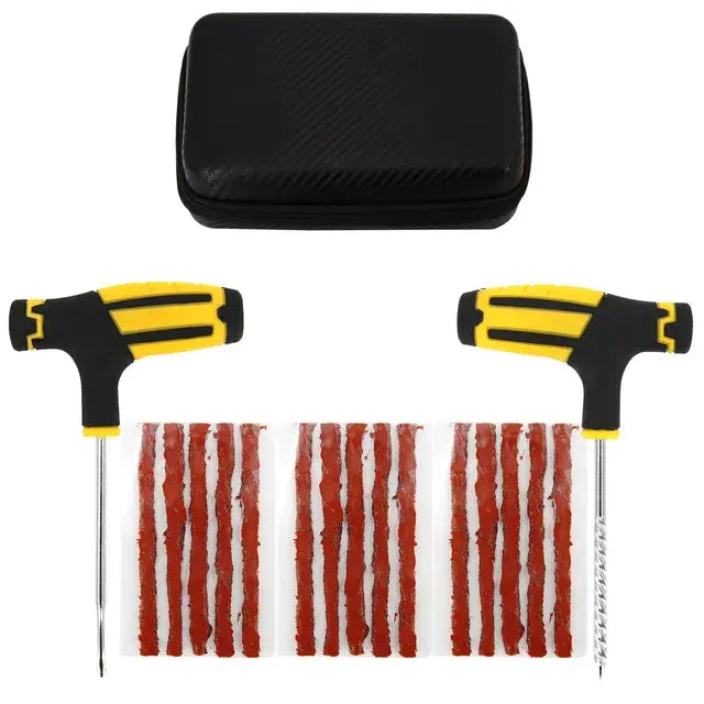 Car & Bicycle Tire Repair Tool Kit – 5-Piece Set with Needle-Nose Pliers, Vacuum Film & Portable Case | Roadside Emergency Puncture Repair